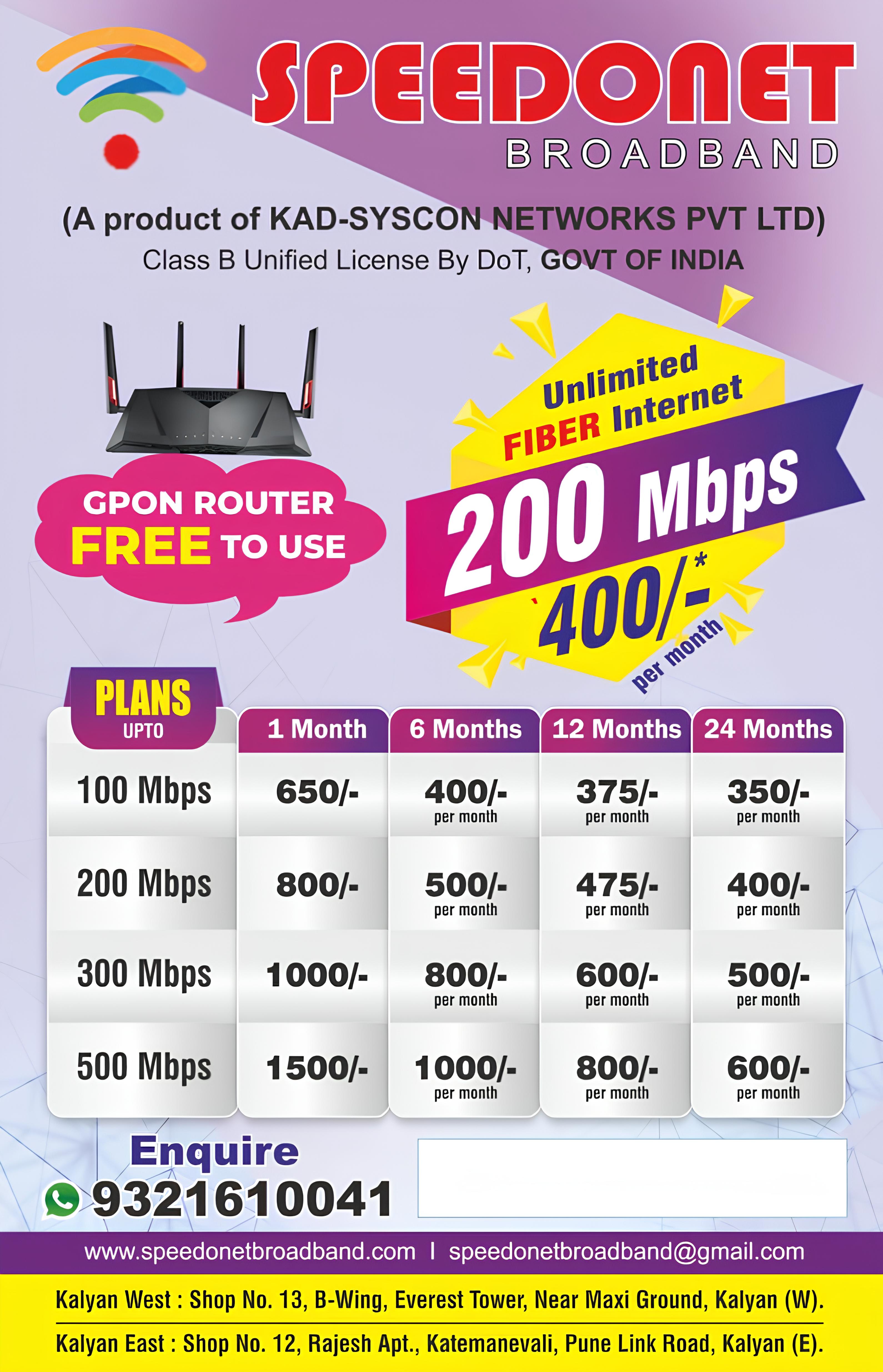 Speedonet Internet Plans